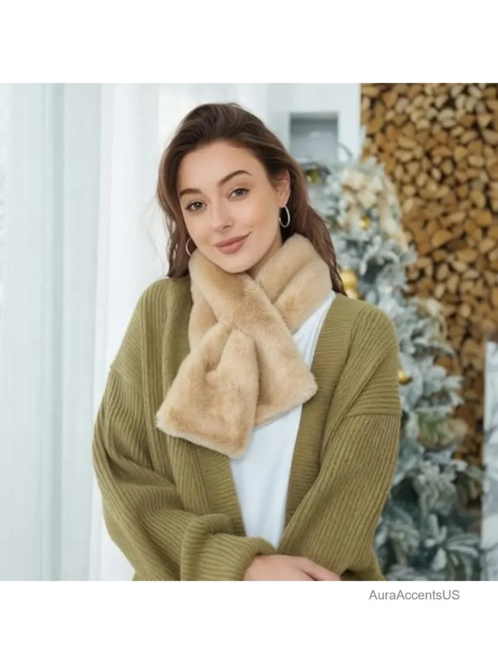 Faux Fur Scarf Neck Warmer Winter Wrap Women's Loop